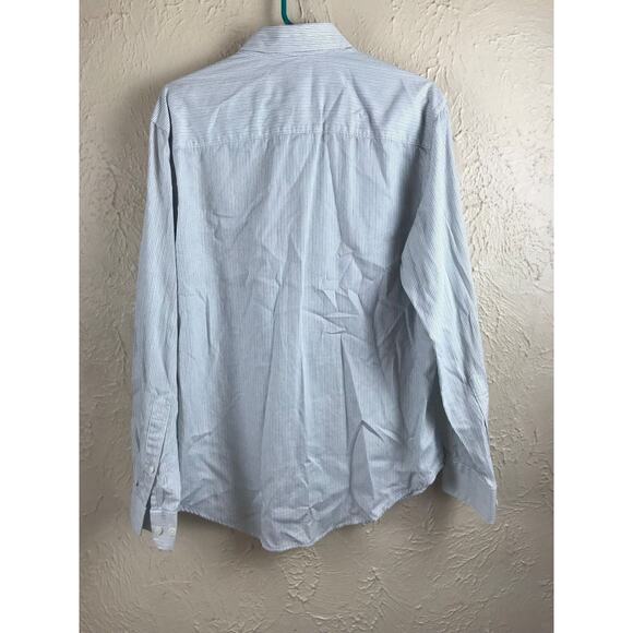 PERRY ELLIS Mens Size Large Button Down Dress Shirt Pinstripe LS 100% Cotton - Picture 5 of 5